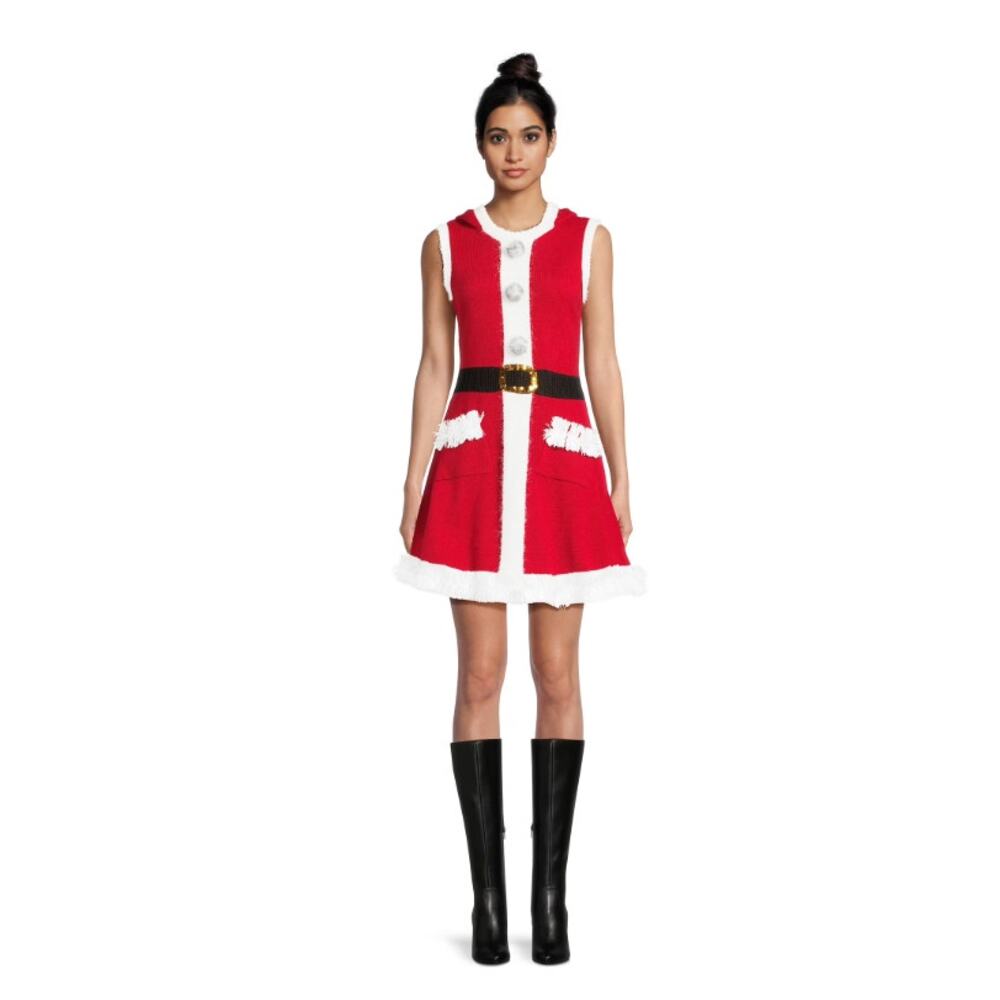 No Boundaries Juniors Santa Dress with Hood, Size L (12-14)